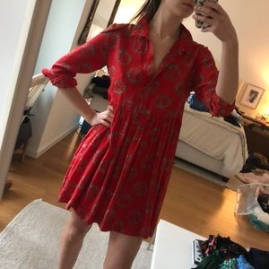 Silk Sandro red dress, size 1